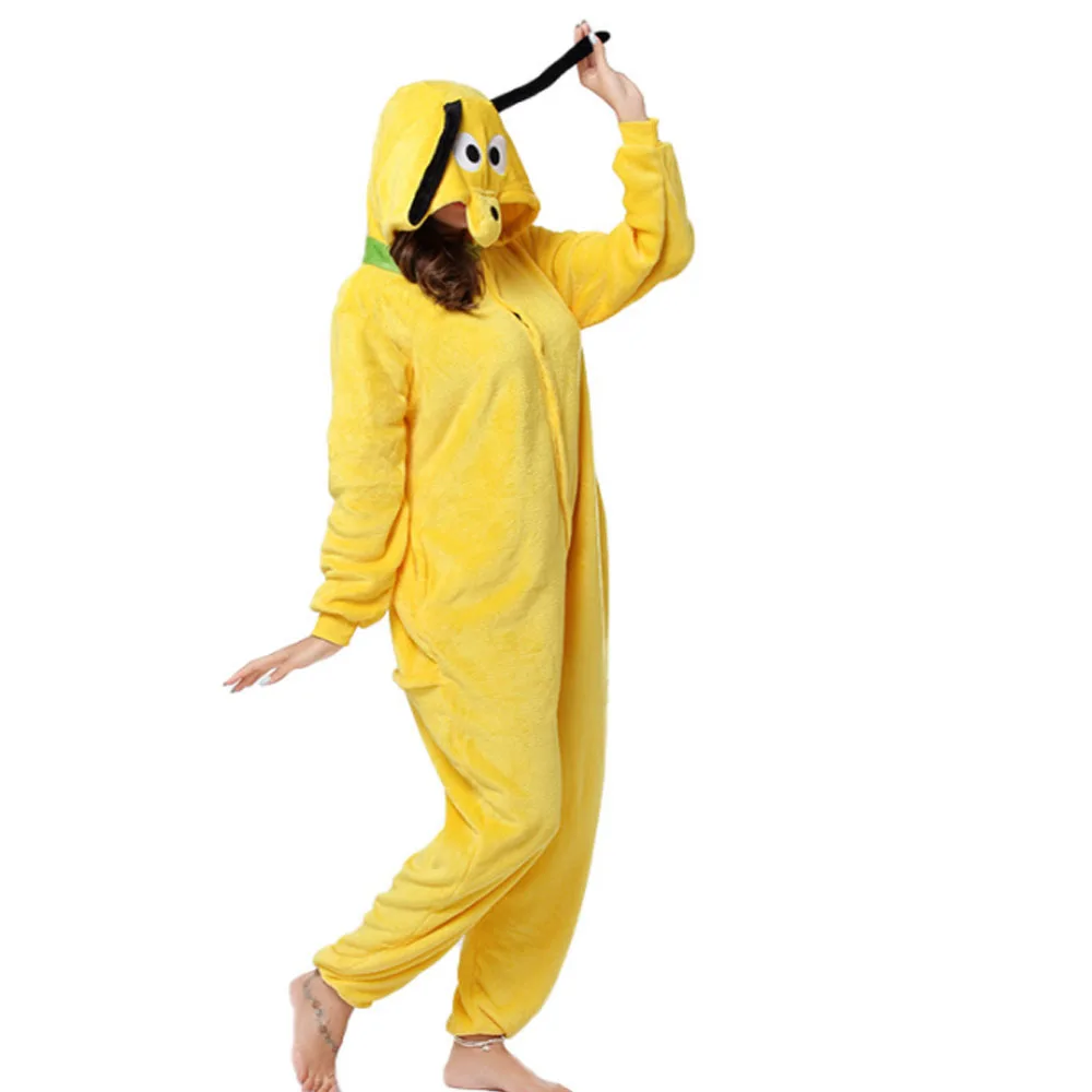 Комбинезон для взрослых милая Слитная Пижама с изображением желтой собаки