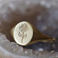 vintage gold color elegant women rings anniversary birthday gifts rose flower ring for female bride engagement wedding jewelry