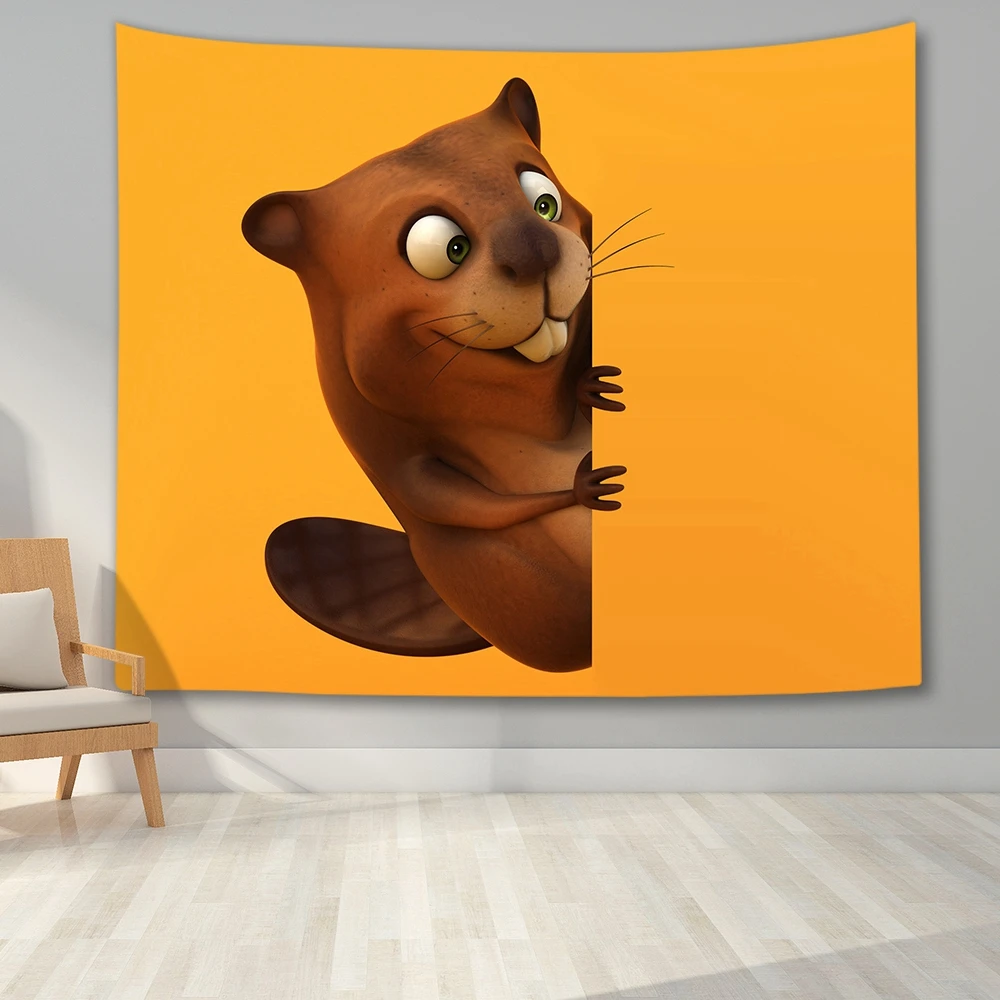 Гобелен из полиэфирной ткани с изображением животных мультфильма Бобр Настенный