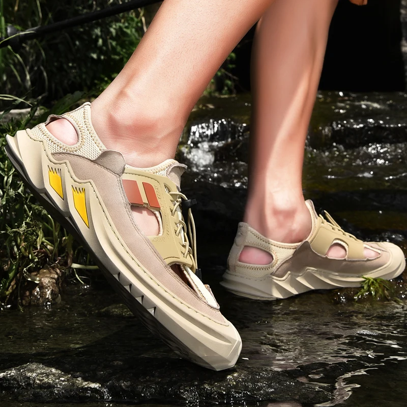 

Sport Sandals Men Sandals Men Leather Sandalia Rasteira Sandalle Homme Safety Sandals-men Beach For Summer Sandals&slippers