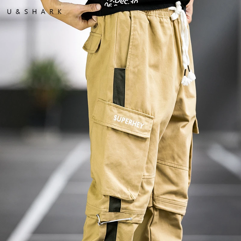 U & SHARK/Новое поступление мужские Модные брюки карго с несколькими карманами