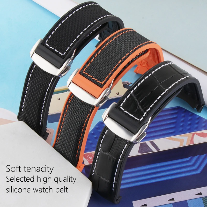 

Watchstrap 20mm 22mm Nylon Rubber Silicone Strap Sports Seamaster 300 Planet Ocean 600 for OMG Watchband Man WristWatch Tools