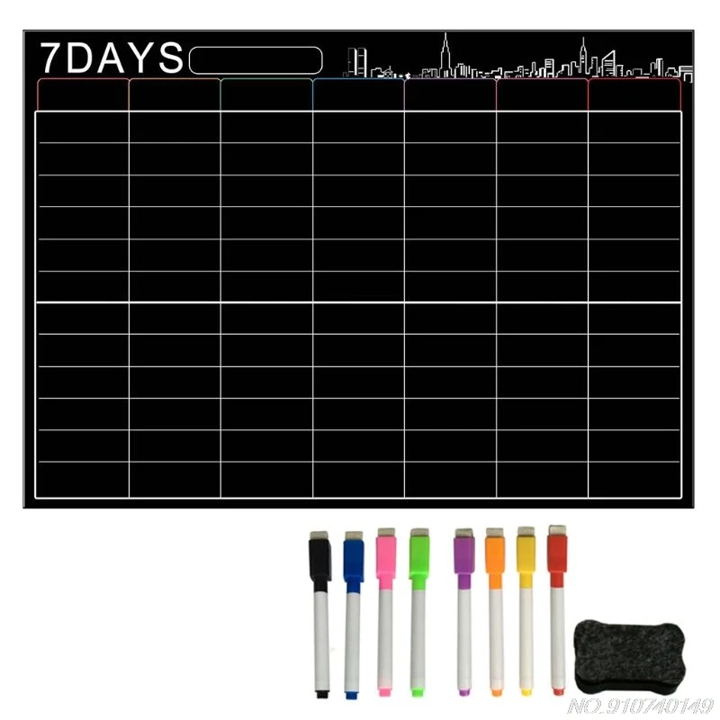 

7 Days Large Magnetic White Board Weekly Planner For Kitchen Refrigerator With 8pc Pens 1pc Back Magnetic Wiper D08 20 Dropship