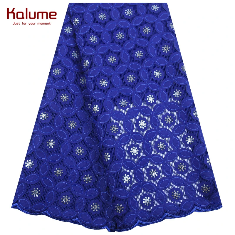 

Kalume New Design African Dry Lace Fabric Cyan French 3D Flower Lace Fabric With Sequins For Nigerian Party Dress Wedding F1899