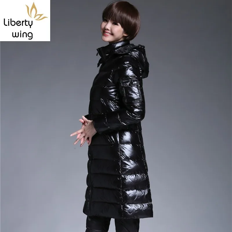 Корейская черная приталенная Женская Толстая теплая куртка зимняя