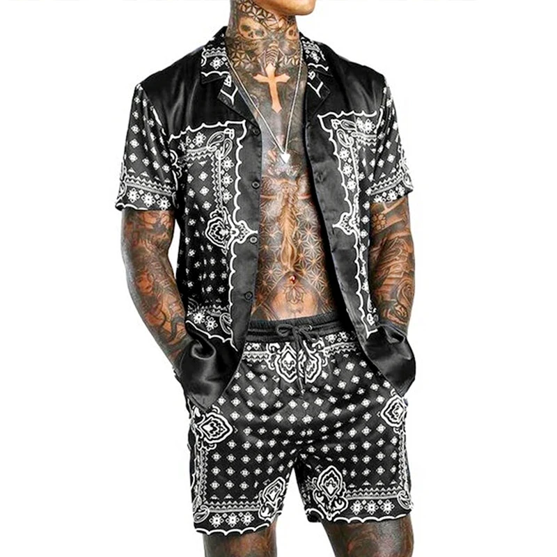 

2022 Summer Men's Clothing Trendy New 3D Printing Fashion Hawaii Handsome Short Sleeve Holiday Style Casual Shirt Shorts Suit