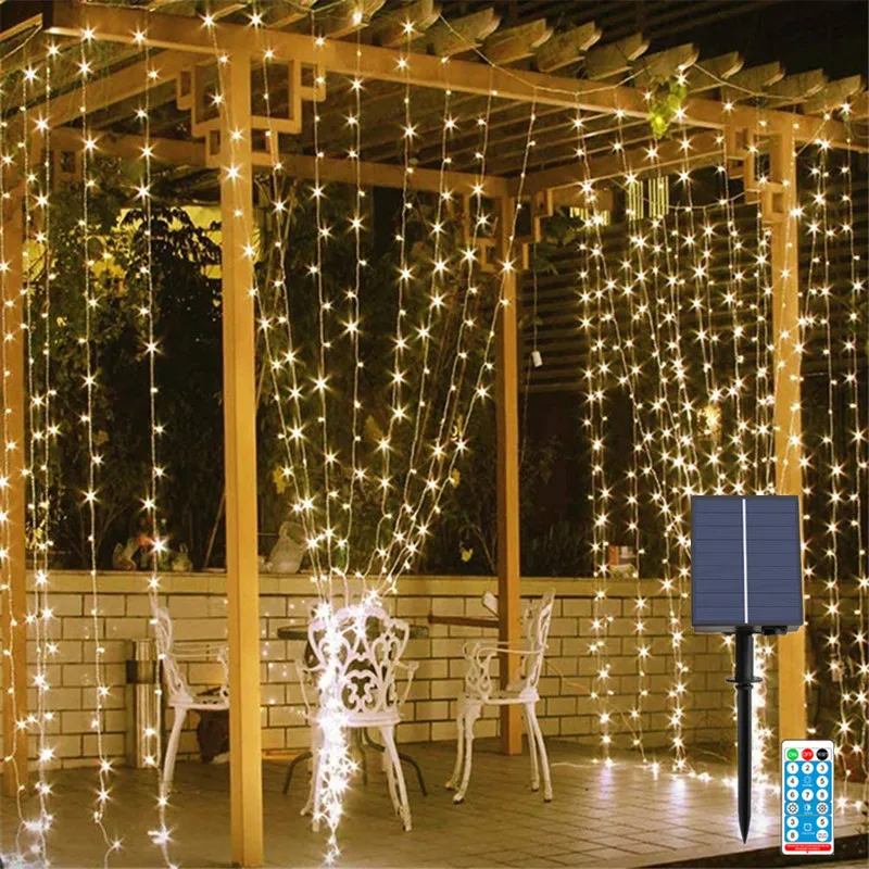 

Solar Lamp 3M Solar Led Light Outdoor Curtain Icicle String Lights for Holiday Garden Lights Street Garland Christmas Decoration
