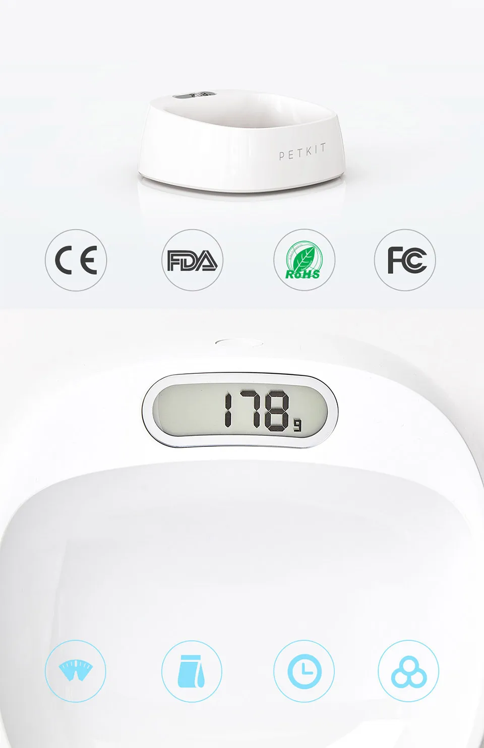 Xiaomi Mijia PETKET интеллектуальная взвешивающая миска для кошек и собак Водонепроницаемая Антибактериальная u-образная чаша простая Удобная научная