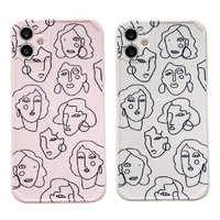 cute line girl straight edge phone cases for iphone 12 mini 11 pro xs max xr x 7 8 plus case clear soft tpu cover case fundas