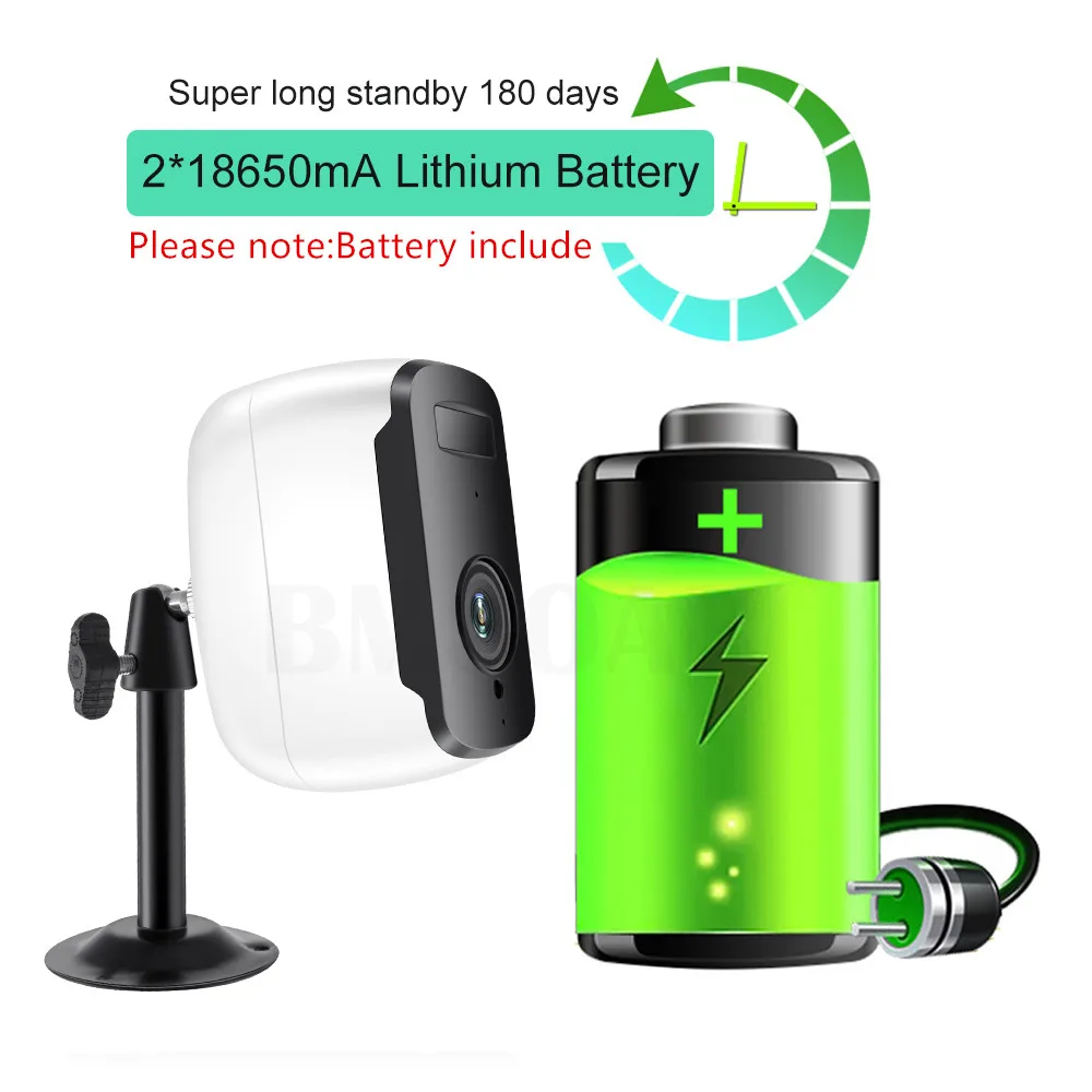 

EVKVO 3MP WIFI Camera Outdoor Rechargeable Battery Powered 1536P Wireless IP Camera Security PIR Waterproof 110 Wide View Angle
