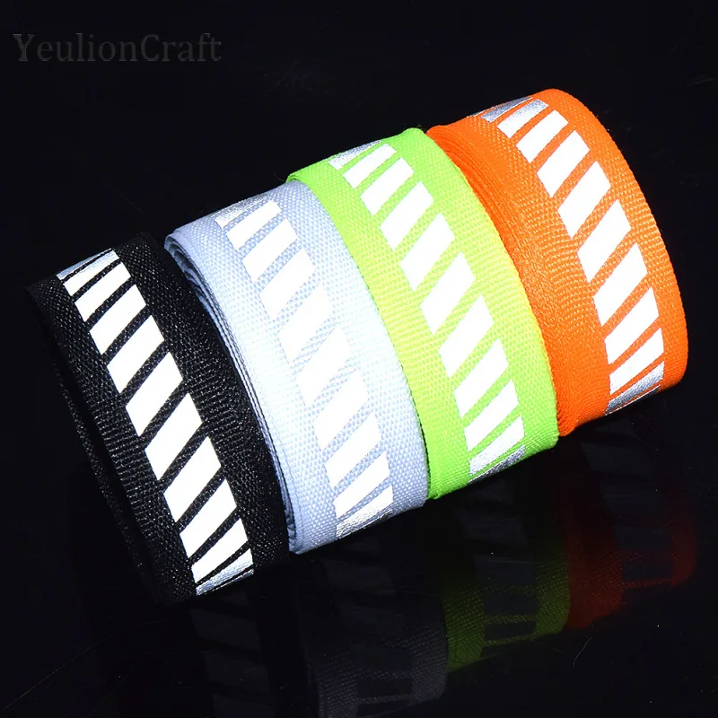 Светоотражающая лента 2 2x500 см для отделки одежды оранжевая черная тканевая