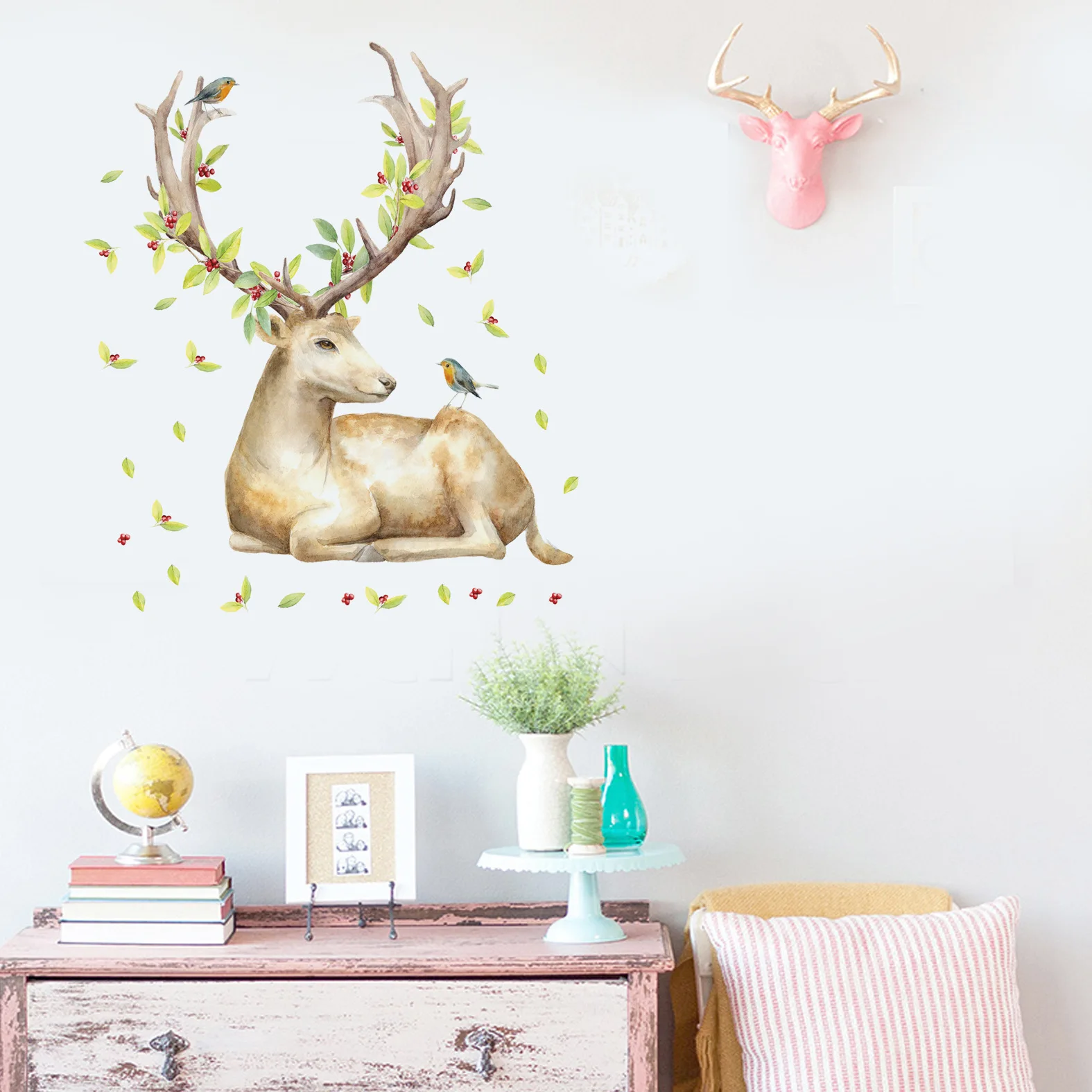 Красивые наклейки на стену лось роспись искусство домашний декор новейшие