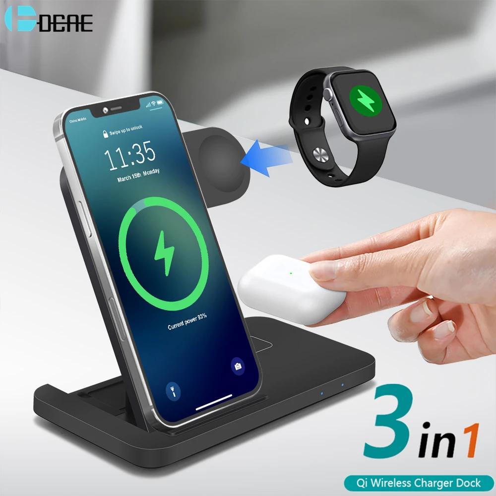 

20W Qi Wireless Charger Stand for iPhone 12 11 XS XR X 8 3 in 1 Fast Charging Dock Station For Apple Watch 6 5 4 3 2 AirPods Pro