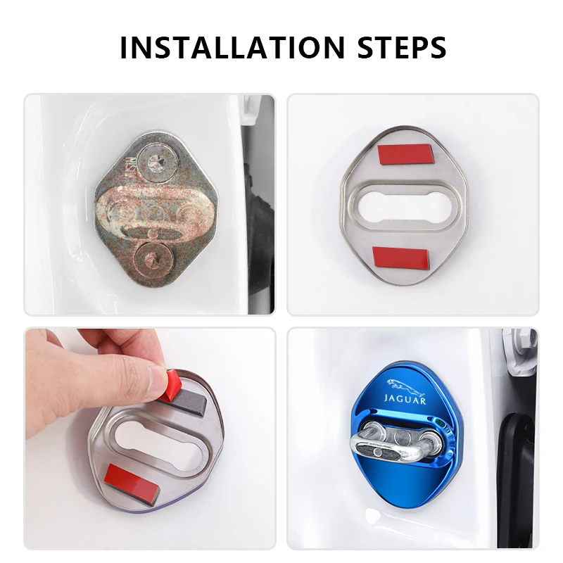 4Pcs Car Door Lock Metal Protective Cover Anti Rust Stickers For Jaguar XF 250 X Type F Pace Xj X351 Xe S-Type Android XFR XKR | Автомобили