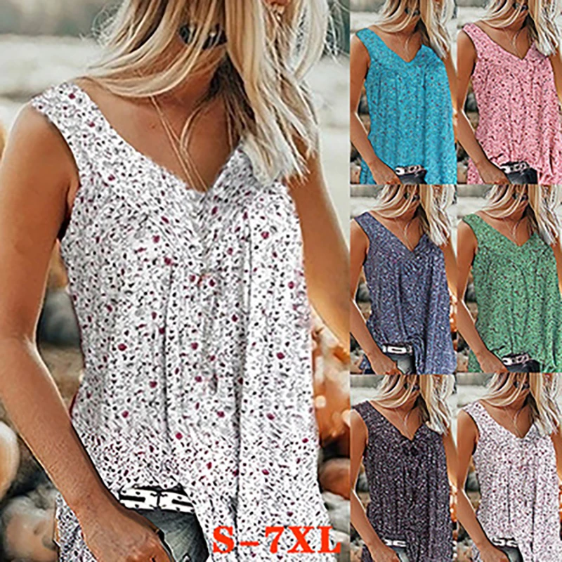 Новинка 2020 международная торговля летний цветочный жилет размера плюс 7XL без