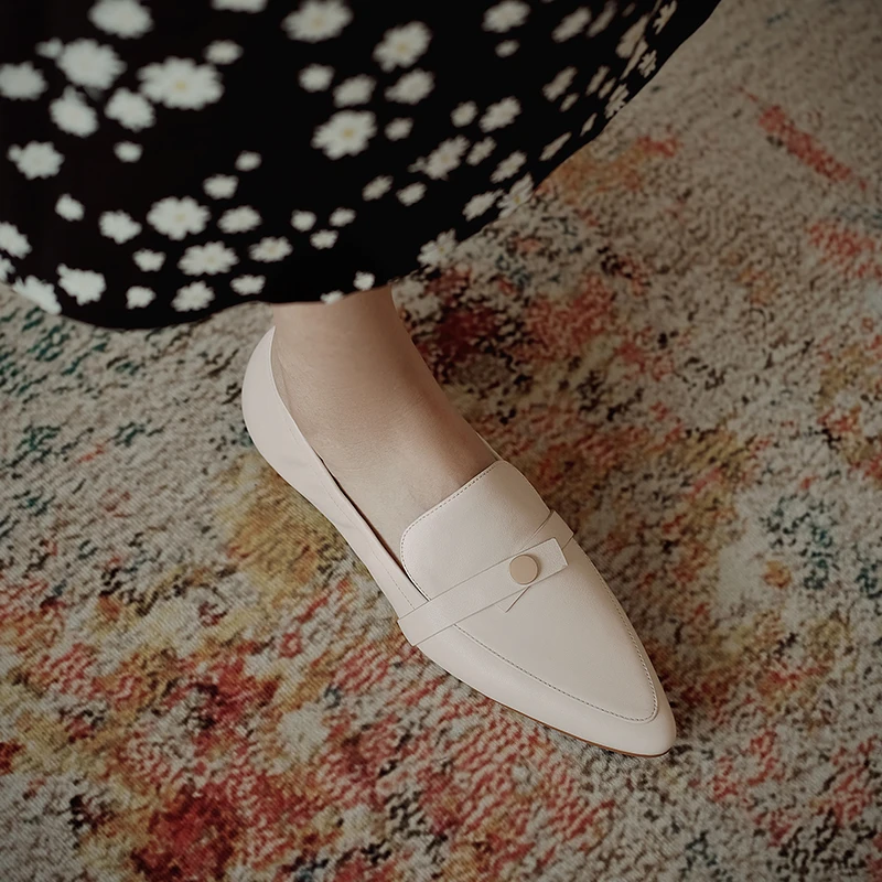 

Spring New Women Shoes Genuine Leather Comfort Ladies Flats Shoes Slip-on Round Toe Woman Loafers Work Shoes Zapatos De Mujer
