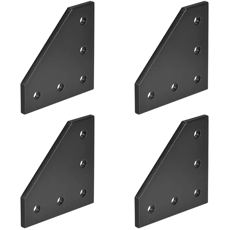 3D Принтер 90 градусов 60x60x4 мм L тип с 5 отверстиями черные соединительные пластины