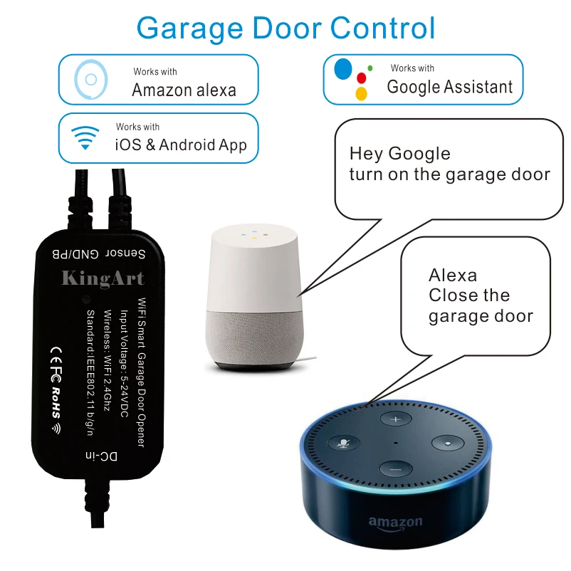 

Smart WIFI garage door opener roller shutter wifi remote controller alexa google home voice control garden door wifi opener