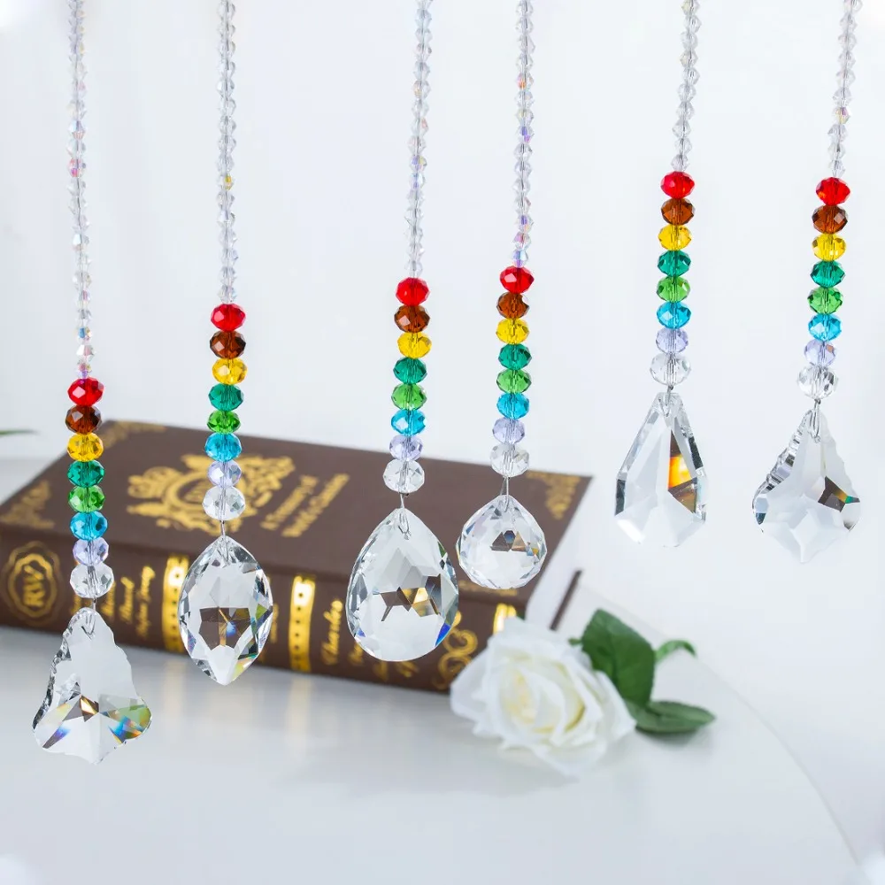 H& D 6 шт. хрустальный шар призмы Suncatcher коллекция радуги чакра Круглый бисер кулон окно висячие орнамент домашний Свадебный декор