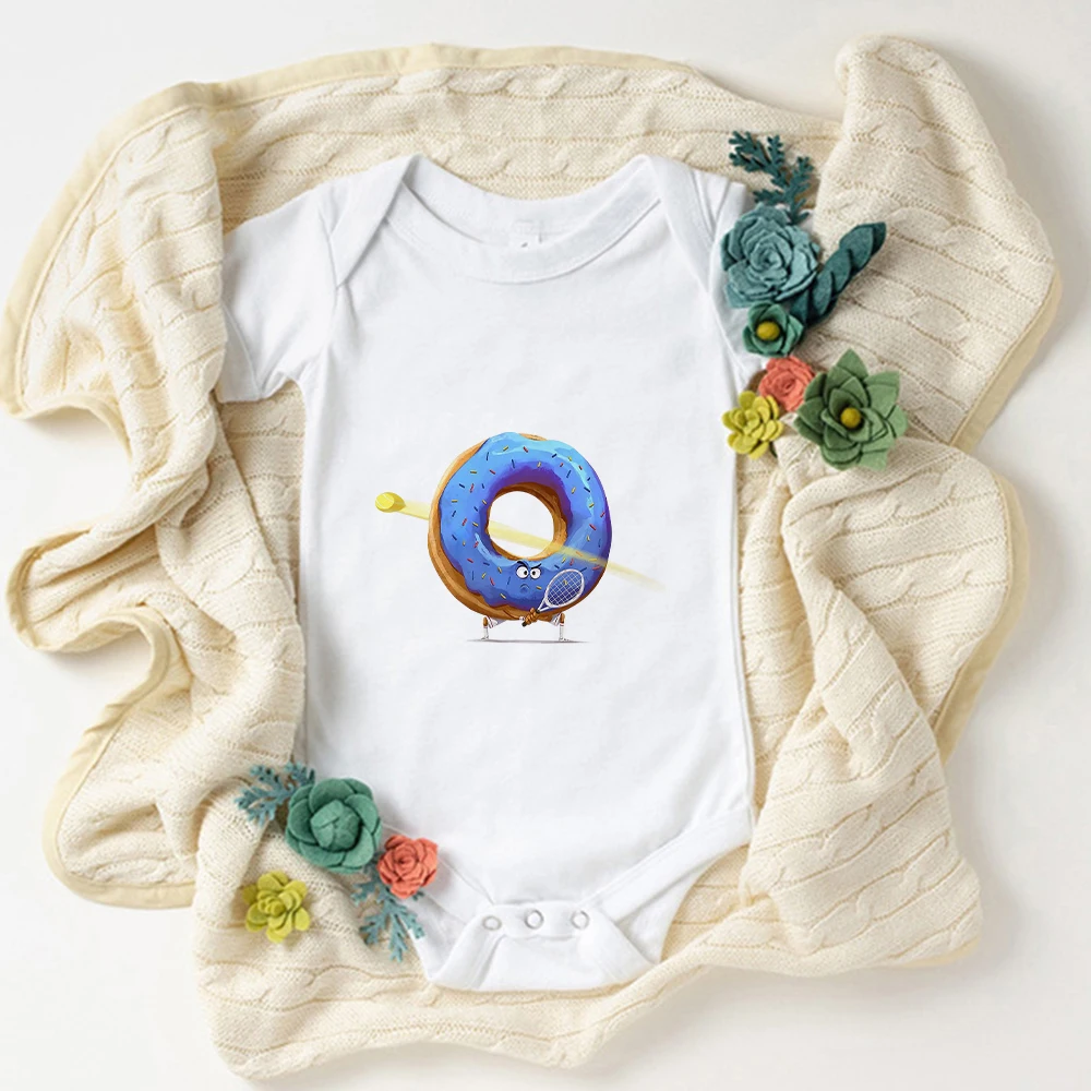 

Donuts Cartoon Funny Newborn Clothes Unisex 0-24M Summer Loose Plus Size Harajuku Infant Outfits Urbano Casual Baby Bodysuits