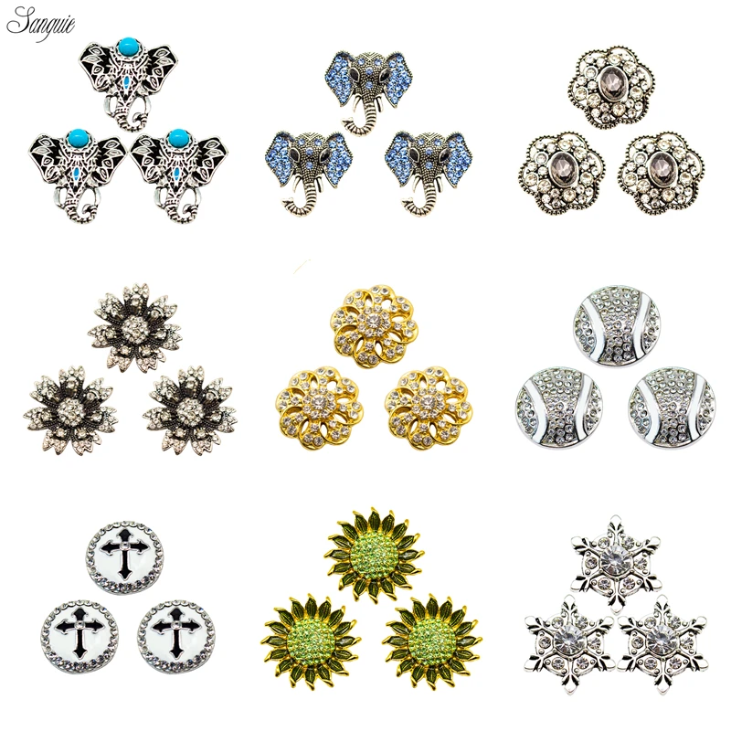 Новинка 1 шт./лот металлические стразы кнопки сплав браслет 18 20 мм дизайн имбиря