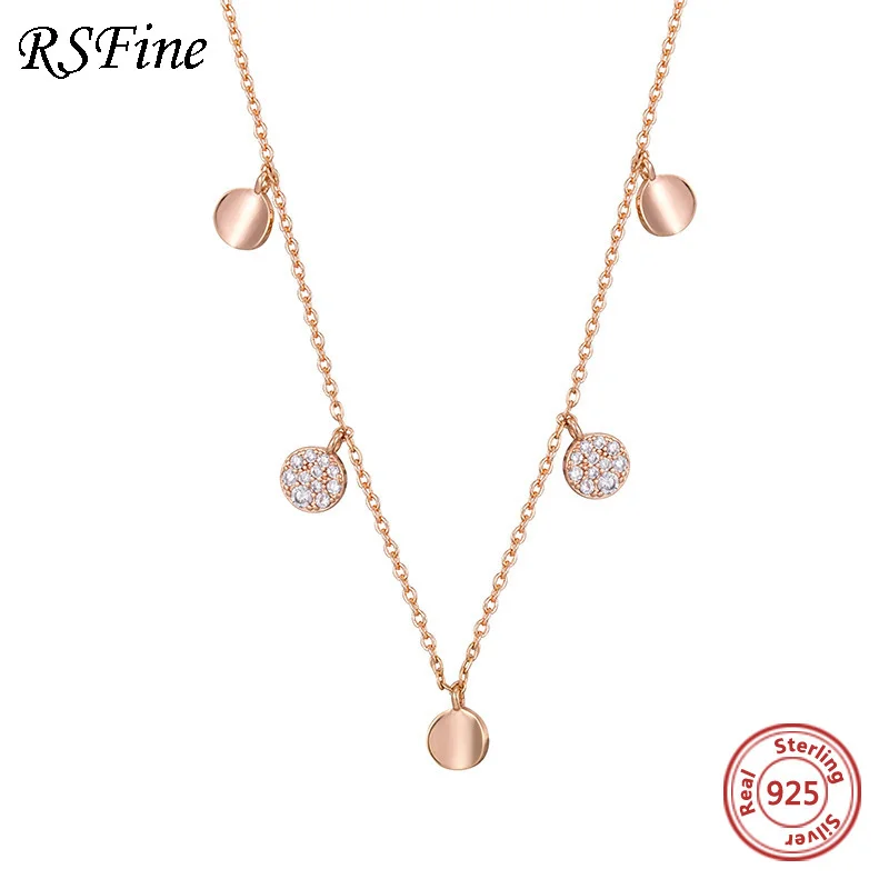 

925 Sterling Silver sequins necklace five round choker niche ins wind gift For Women Singapore chomel Fine jewelry wholesale
