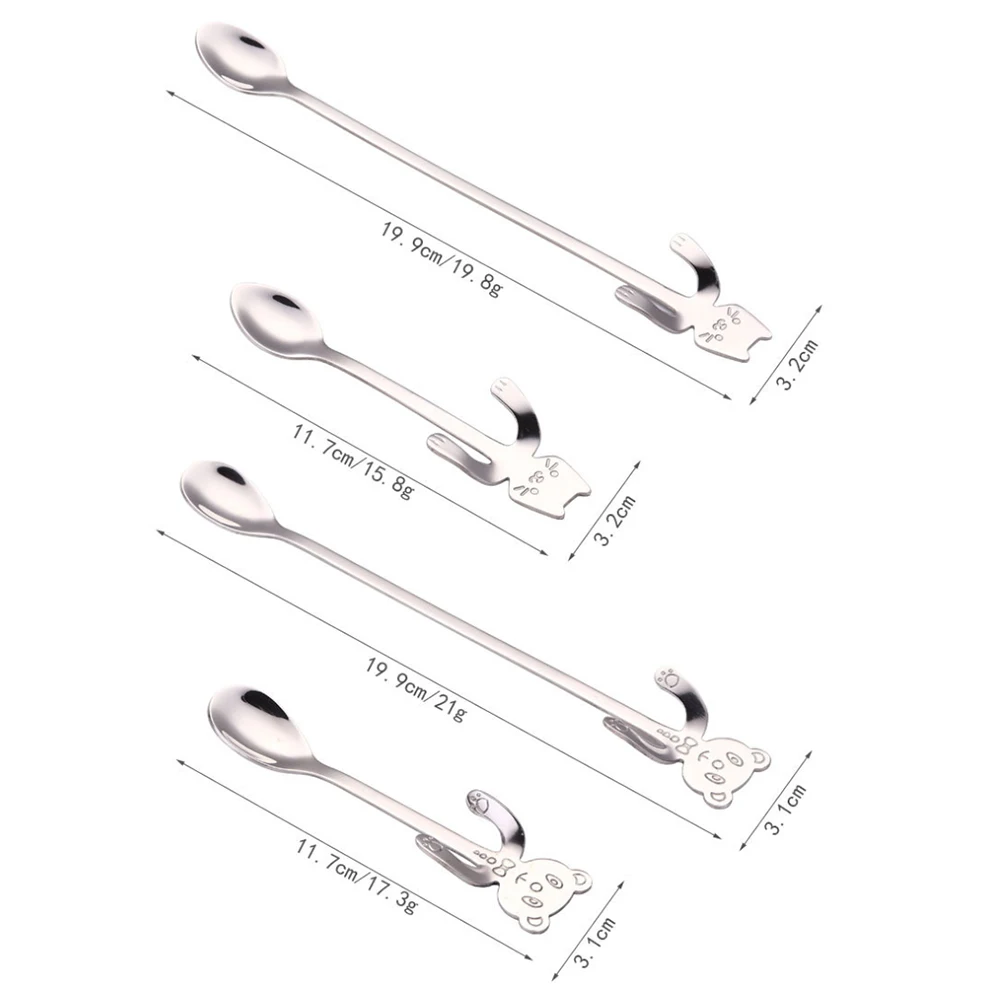Creative 304 Stainless Steel Coffee Spoon Cartoon Cute Cat Long Handle Hanging Cup Mug | Дом и сад