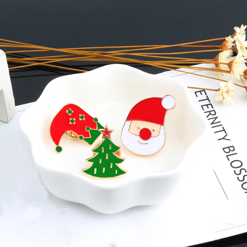 Мини рождественские булавки Санта Клаус дерево колокольчики носки пончики
