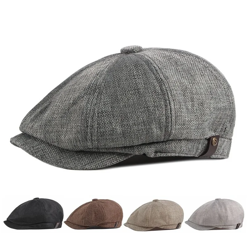 

New Men's Casual Newsboy Hat Spring and Autumn Retro Beret Hat Wild Casual Hats Unisex Wild Octagonal Cap