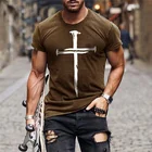 Футболка мужская оверсайз с круглым вырезом, модная повседневная универсальная рубашка с короткими рукавами и принтом Иисуса Христа
