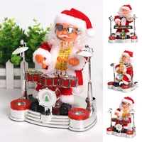 christmas desktop decor child electric santa claus plush toys playing piano saxophone drum toys doll christmas house decorations