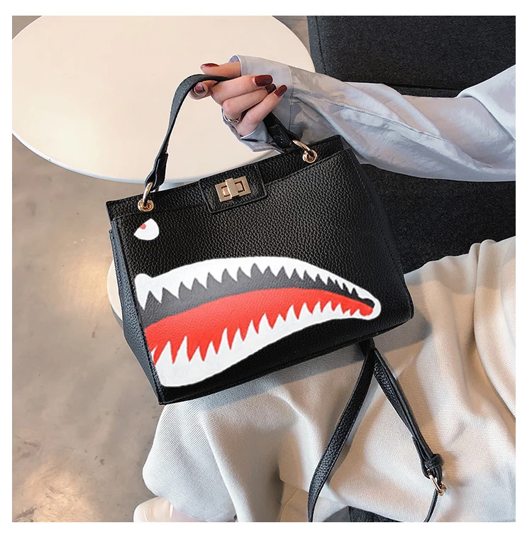2019 граффити акула рот унисекс сумка через плечо большой емкости портативные