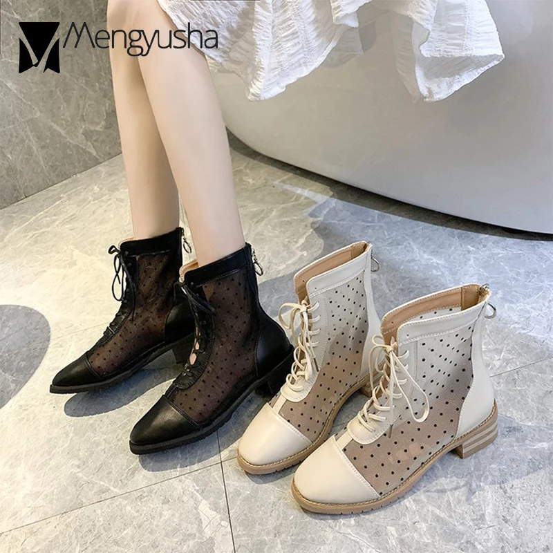 Короткие ботинки на шнуровке Сезон зима 2019 Модные дышащие ботильоны молнии с