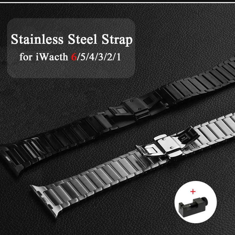 Stainless Steel Strap For Apple watch band 44mm 40mm 42mm 38mm link bracelet wristband  iWatch 6 5 4 3 2 Apple watch Accessories
