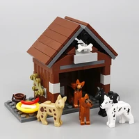 animals moc cute dogs kennel figures models building blocks toys for boys children assemble animals classic bricks kids gifts