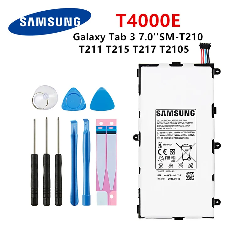 

SAMSUNG Orginal Tablet T4000E Battery 4000mAh For Samsung Galaxy Tab 3 7.0 T211 T210 T215 T217A T210R T2105 P3210 P3200 +Tools