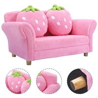 costway kids sofa strawberry armrest chair lounge couch w2 pillow children toddler pink