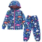 Куртка и штаны для мальчиков и девочек LZH, осенне-зимняя водонепроницаемая куртка с динозавром и штаны, спортивный костюм для мальчиков