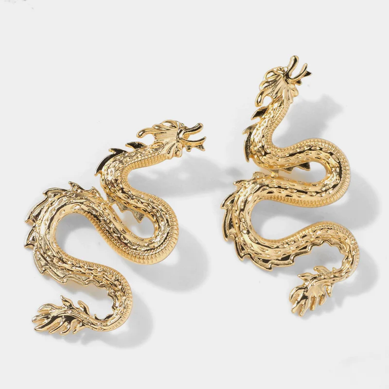 

Origin SummerHip Hop Gold Color Dragon Pendant Earrings for Women Metallic Twist Animal Drop Dangle Earrings Jewelry Pendientes