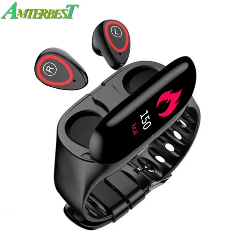 AMTERBEST умный фитнес браслет с Bluetooth наушник шагомер ненавидят артериального