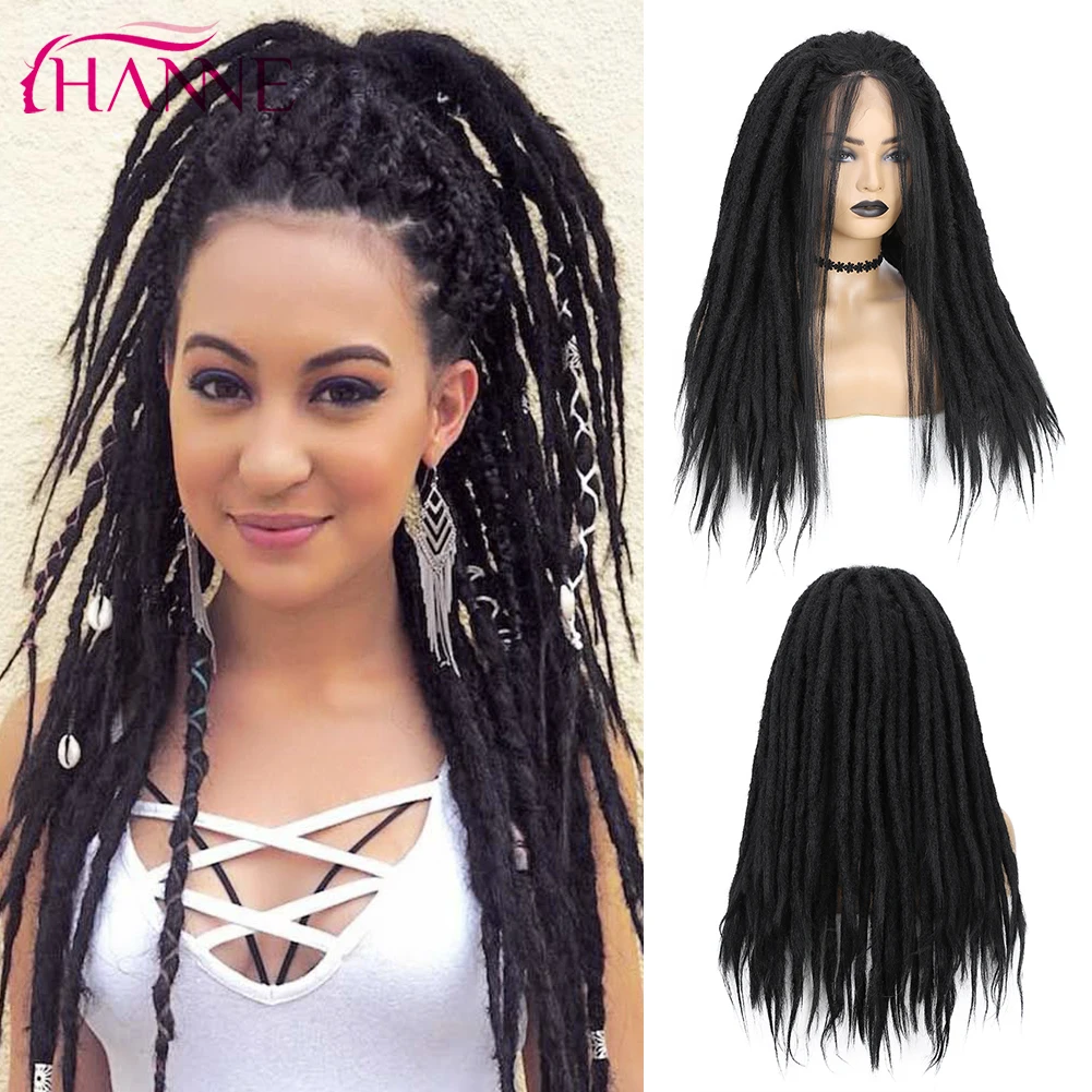 HANNE Blonde/Black Dreadlock Lace Front 613 Braided Wigs Long Straight Synthetic Hair Cosplay/Party/Daily For White/Black Women