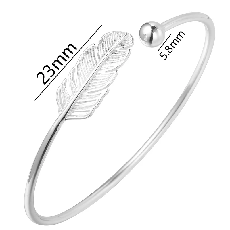 Простые браслеты с перьями из стерлингового серебра 925 пробы для женщин красивые