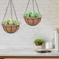 1pcs metal hanging planter basket with coco coir liner 25 cm round wire plant