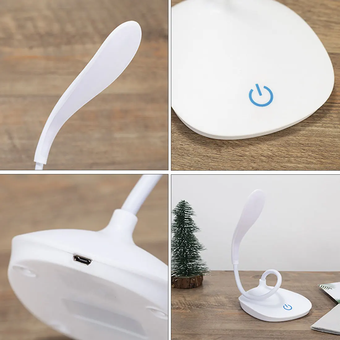 

1/2Pack Flexible LED Stand Desk Lamp Modern Touch Switch 3 Modes Dimmer USB Rechargeable Reading Study Light Table Lamp for Bed