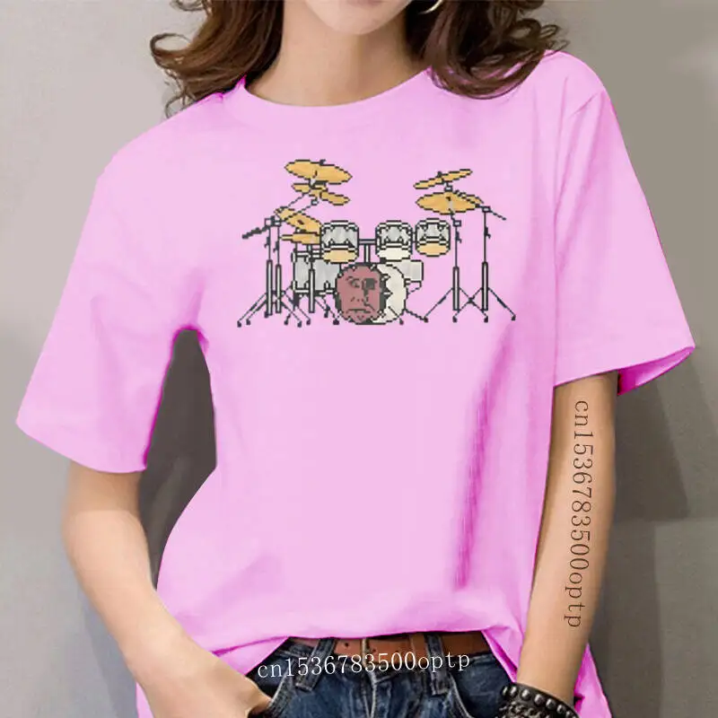 

women t-shirt Pixel Face Drum Set tshirt Women t shirt
