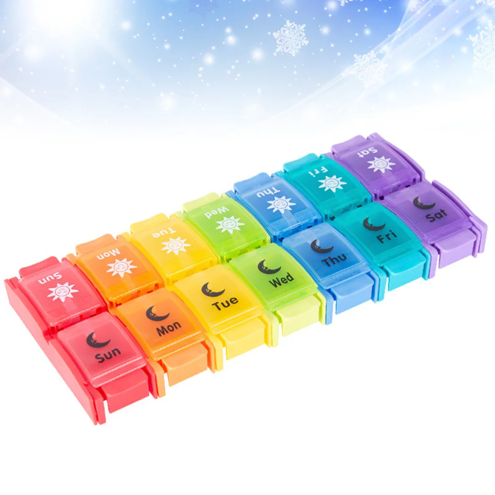 

1pc Creative Pill Case Weekly Pill Box Day Night Medicine Box Portable Pill Organizer for Men