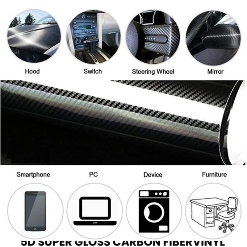 50*150 см 3D/5D Автомобильная виниловая пленка из углеродного волокна для изменения