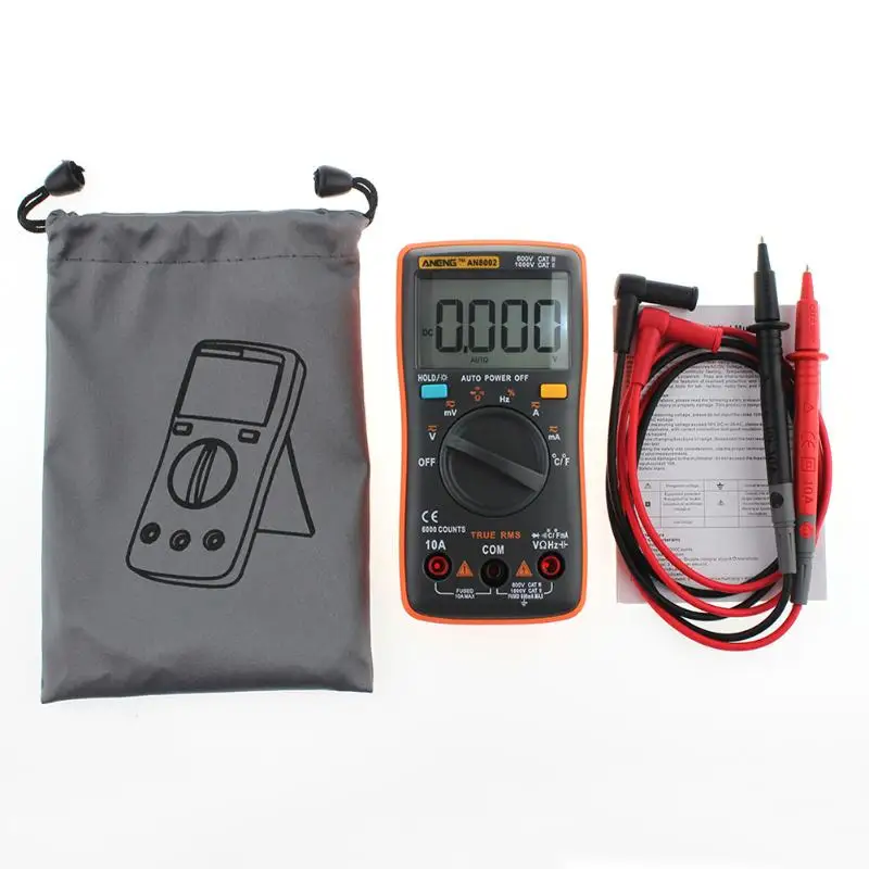 ANENG AN8002 Digital Multimeter True RMS 6000 Counts AC/DC Ammeter Voltmeter Ohm Temperature Tester Profesional Current Meter |