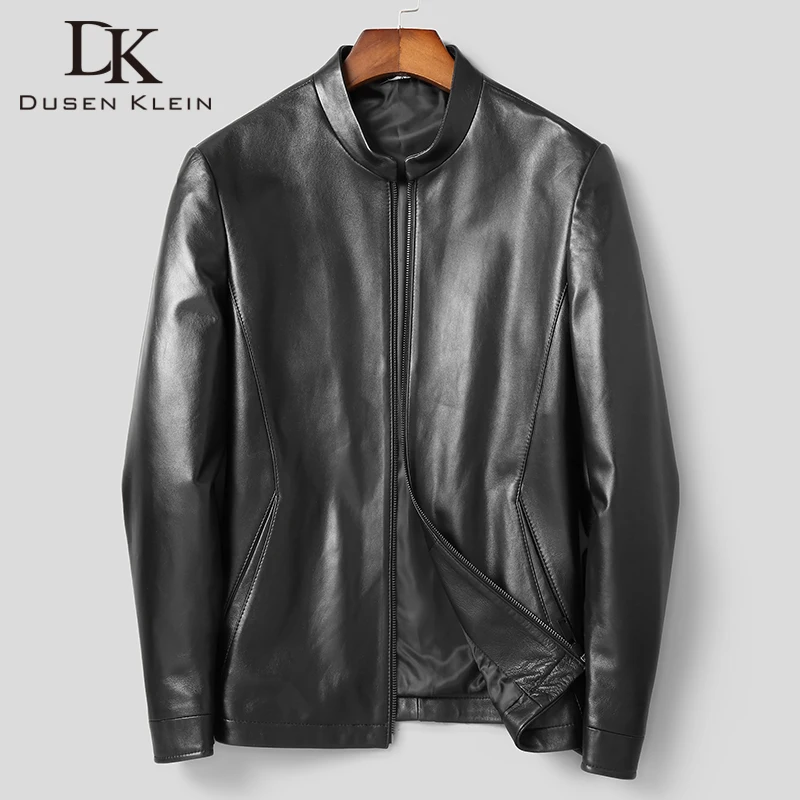 Мужское пальто из натуральной овечьей кожи с воротником-стойкой | Мужская одежда