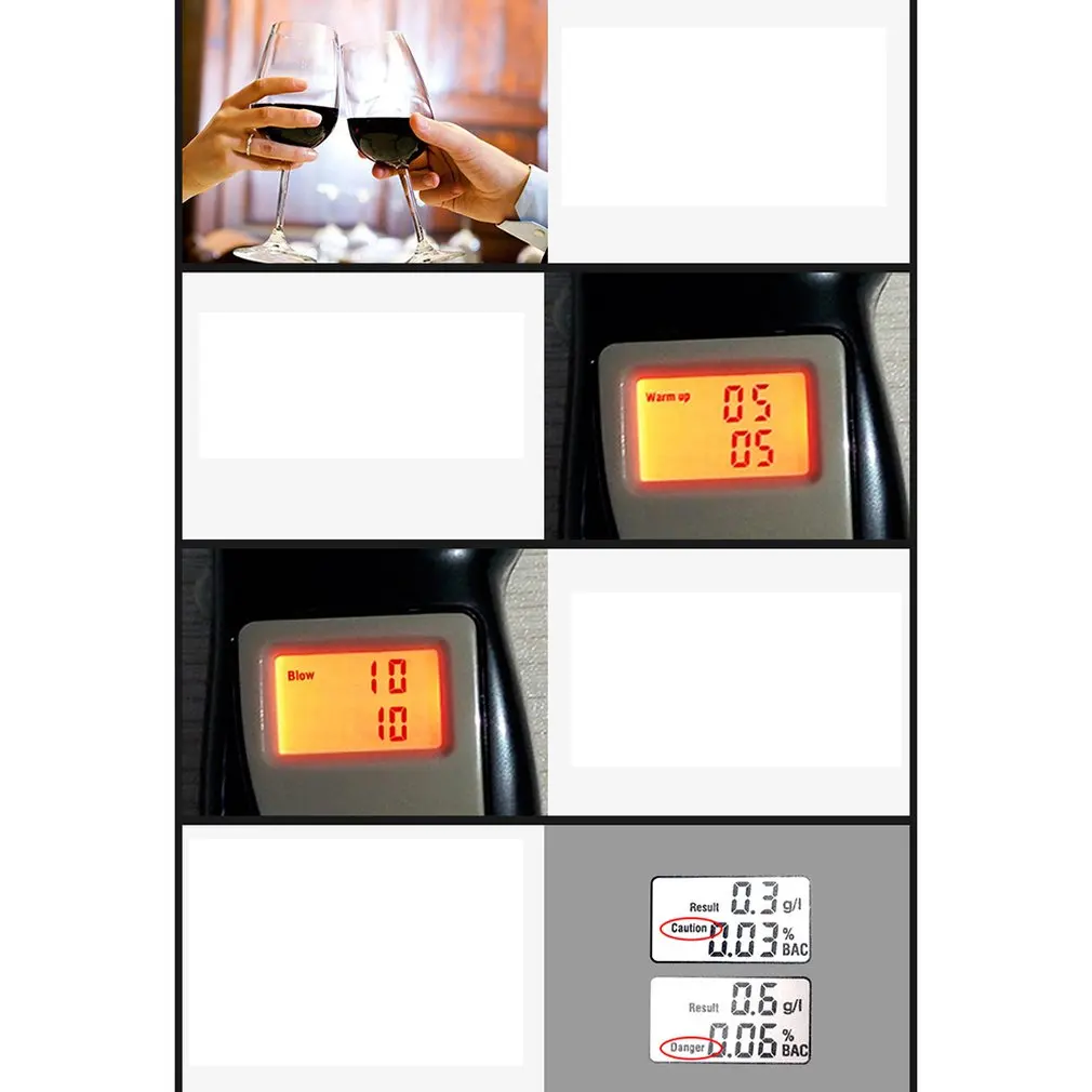 2018 Professional Alcohol Breath Tester Breathalyzer Analyzer Detector Test Keychain Breathalizer Breathalyser Device LCD Screen |